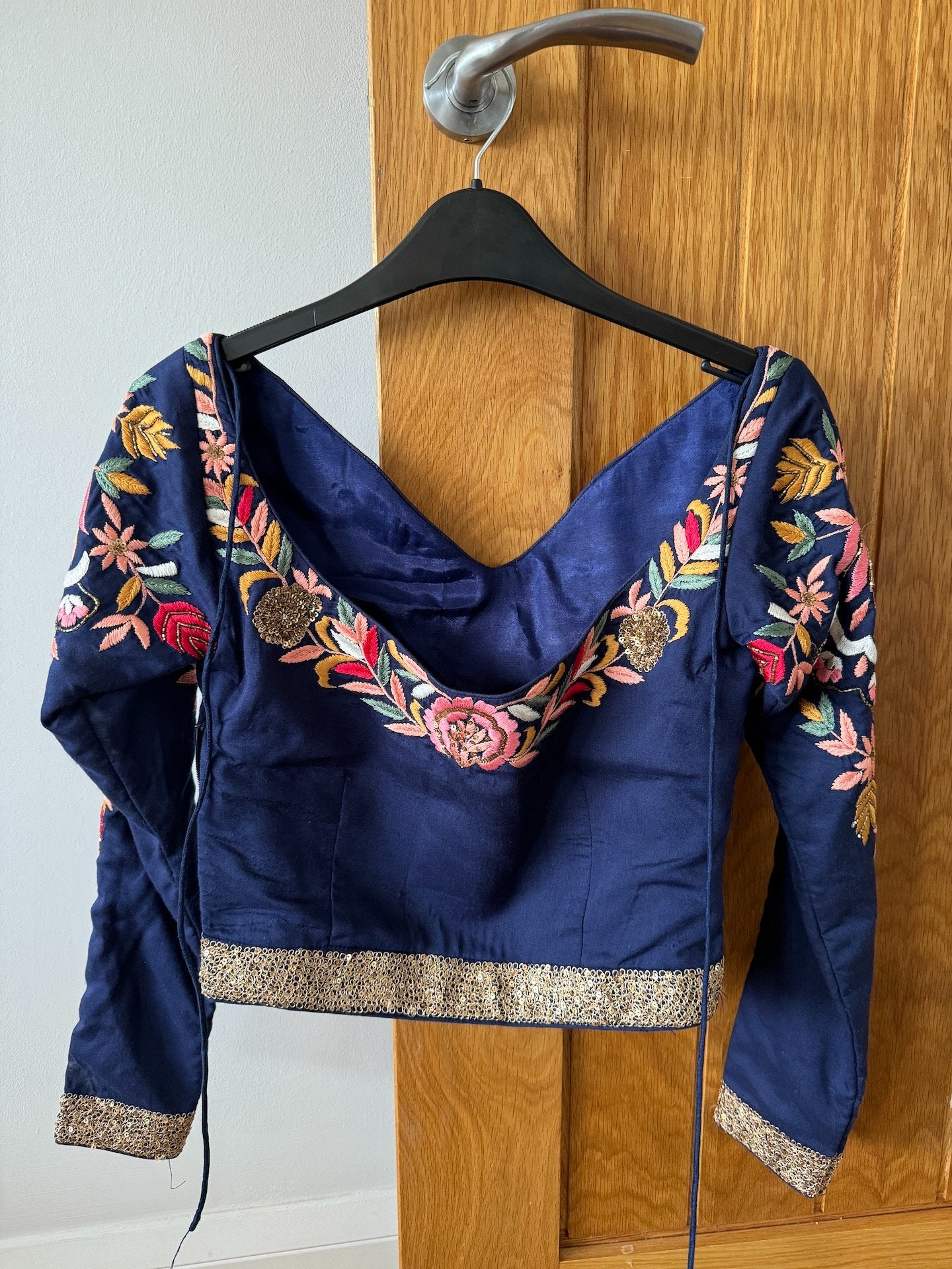 Navy blue embroidered lengha - 13