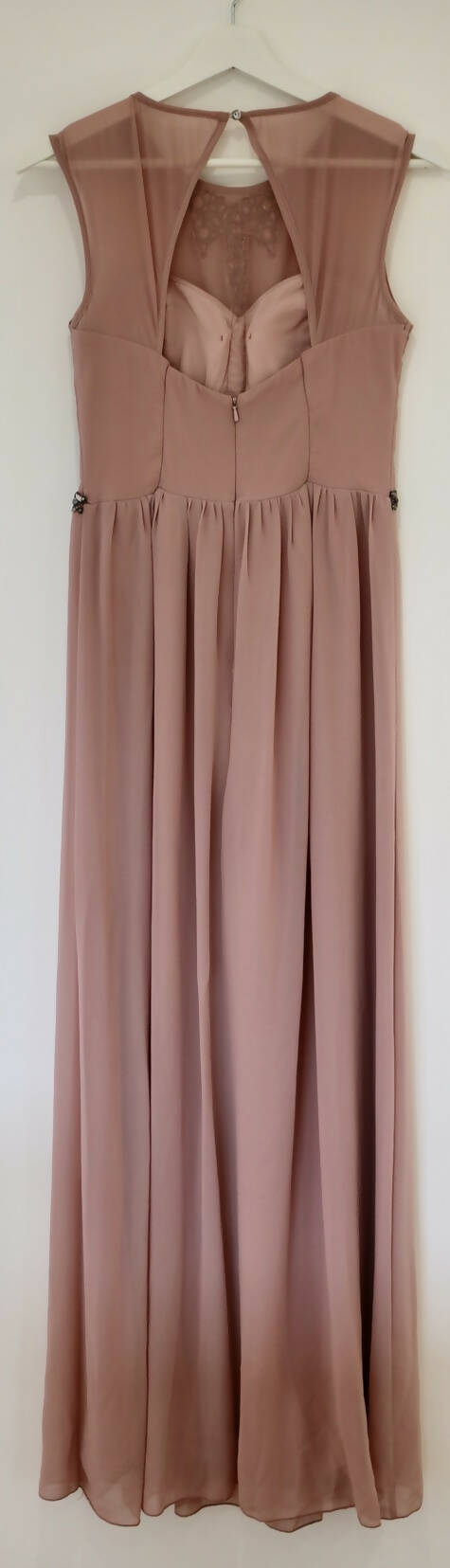 Dusty Pink Maxi Dress With Silver Grey Embellishment