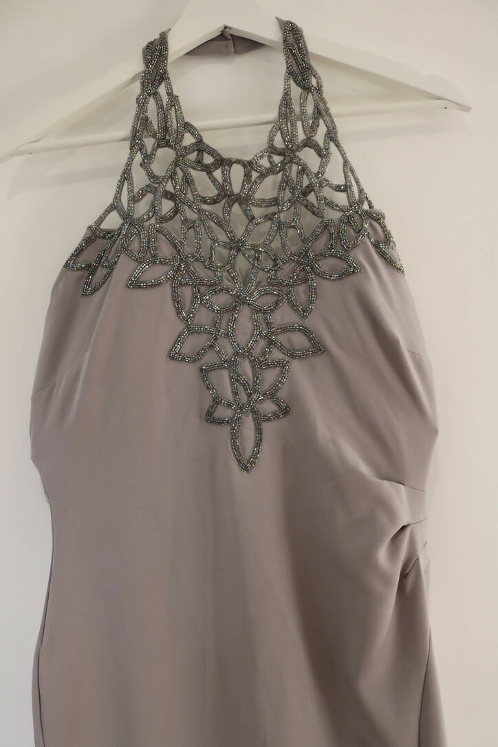 Grey halter neck maxi dress Nala Marketplace Grey halter neck maxi dress Nala Marketplace