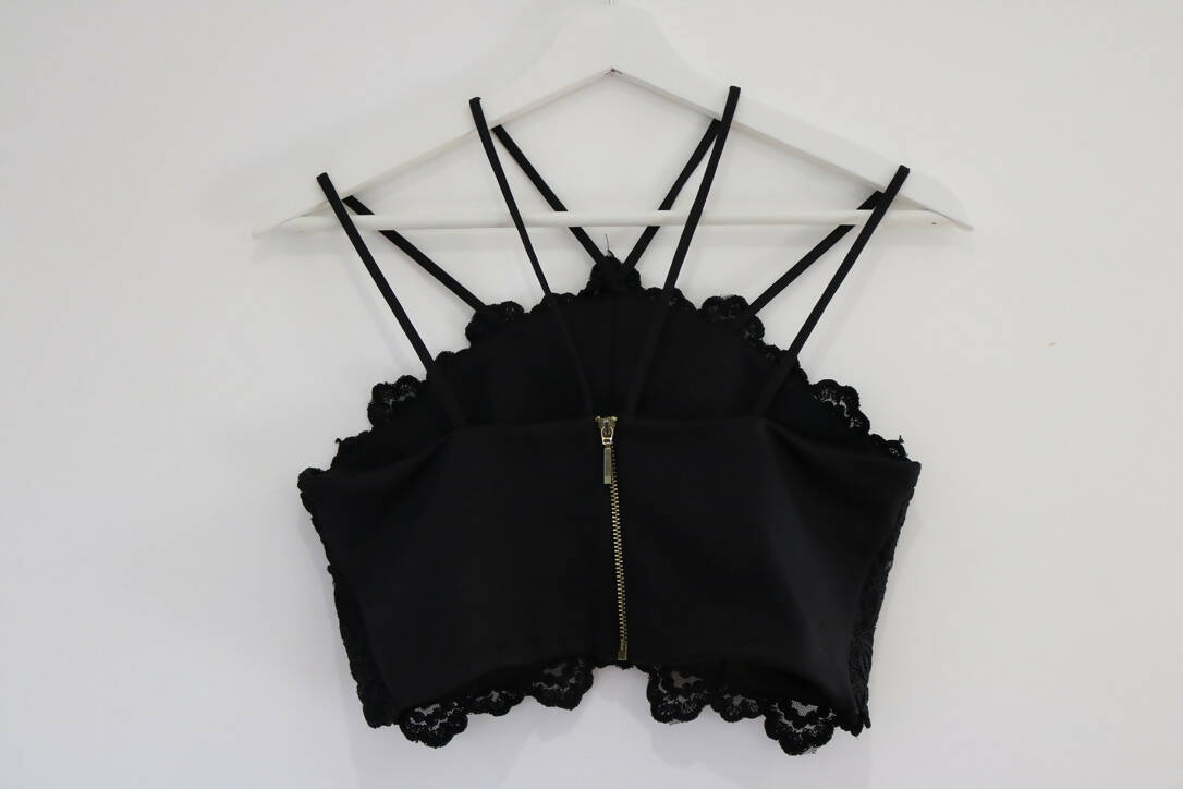 Black lace crop top size 10