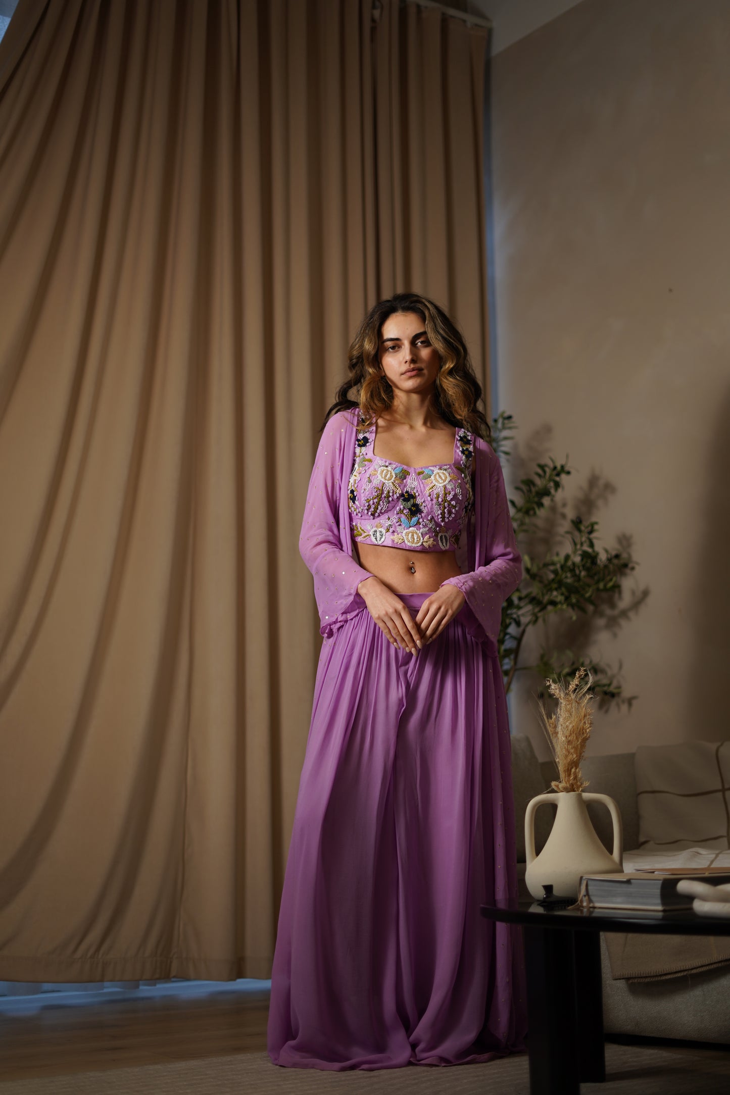 Lilac Top and Pallazo Trousers Coord