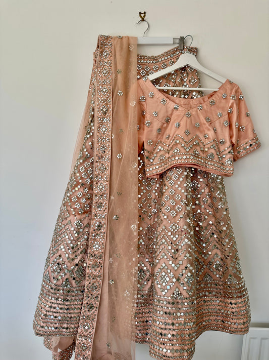 Light Pink Mirrored Lehenga