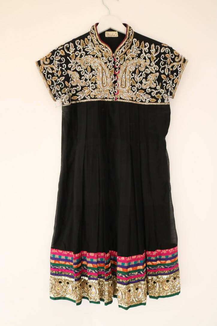 Black anarkali suit with embroidered collar