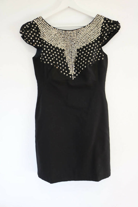 Black tunic top with gold sequins size 8