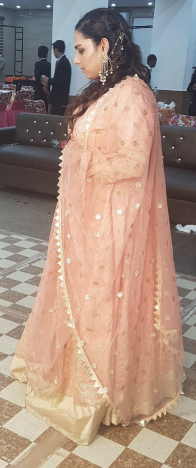 Peach gown with dupatta - 2