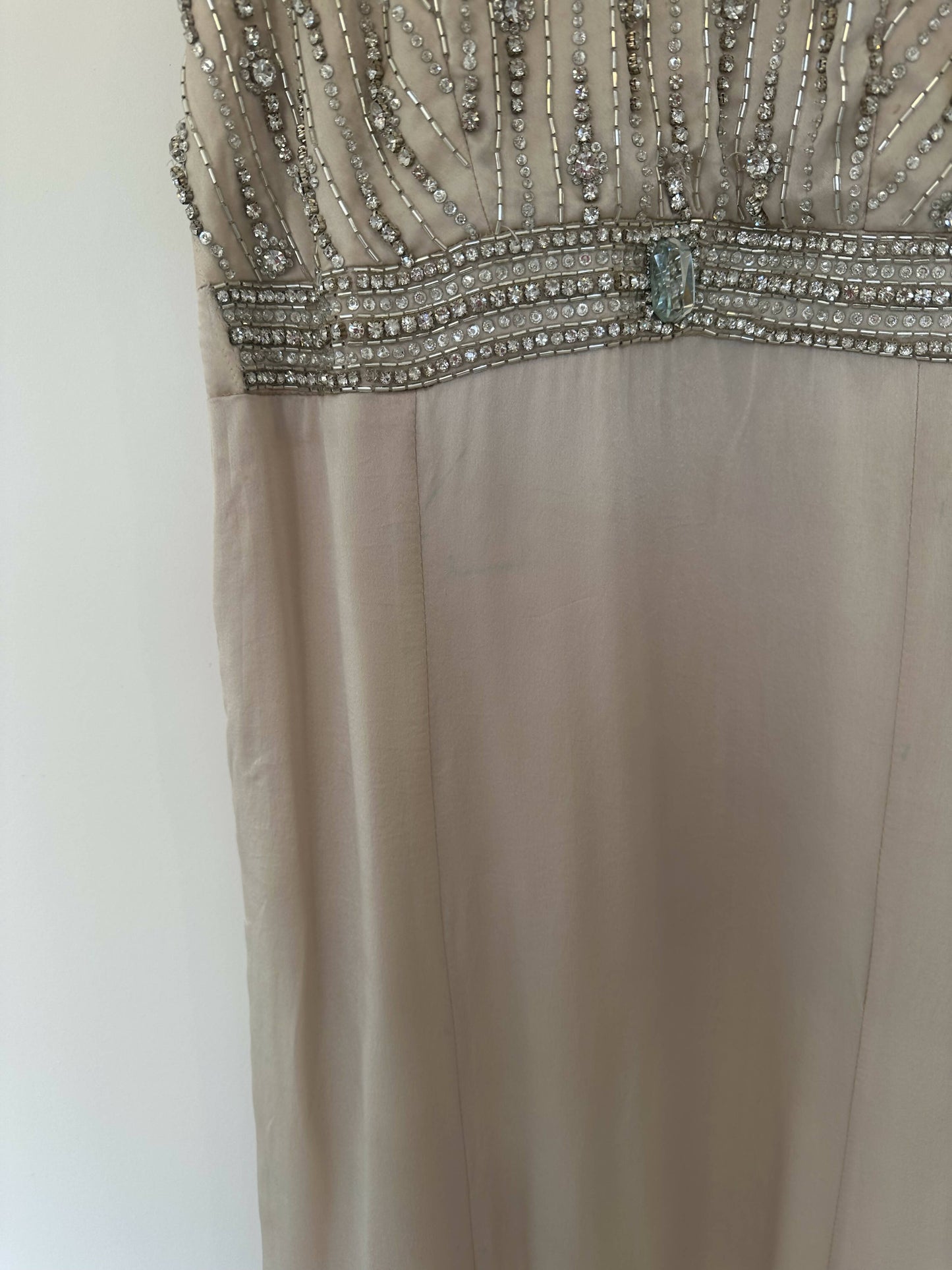 Champagne Halterneck Satin Maxi Dress