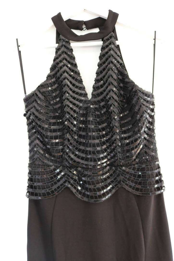 Black sequin maxi dress size 10