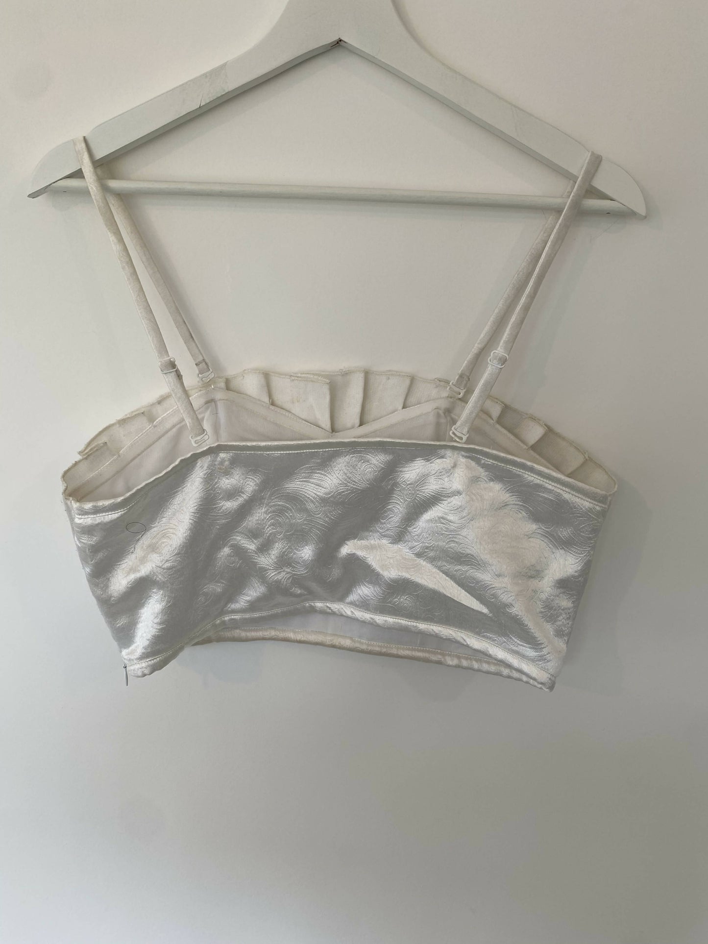 White Seashell Satin Crop Top Size 12